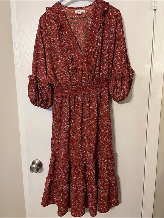 Max Studio Dresses & Skirts - Max Studio Rust Red Floral Midi Dress